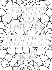 Kindness quotes Flower Coloring Page Beautiful black and white illustration for adult coloring book