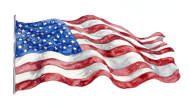 Happy American Day, American Flag Waving, Generative Ai