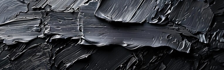 Abstract Black Art Painting Texture Closeup with Oil Brushstrokes and Pallet Knife on Canvas -...
