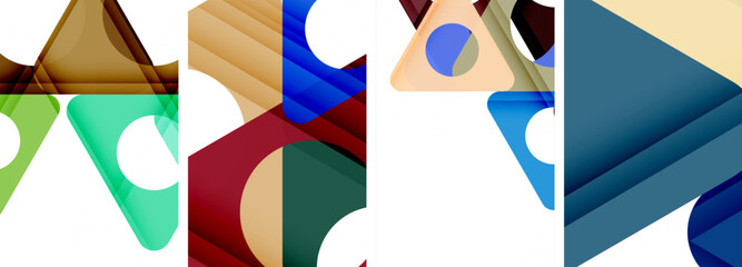 A sleeveless tiedye tshirt featuring a collage of four different colored triangles on a white background, creating an artistic pattern with elements of electric blue and geometric shapes