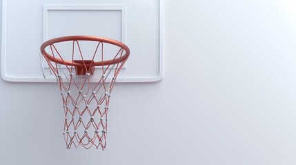 A solitary basketball hoop stands ready against a stark white backdrop, evoking anticipation for the next game AI Generative.