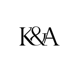 Initial Letter Logo. Ampersand Symbol. Logotype design. Simple Luxury Black Flat Vector KA