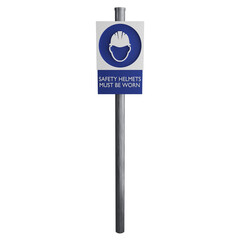 Safety helmets must be worn sign on the road clipart flat design icon isolated on transparent background, 3D render road sign and traffic sign concept