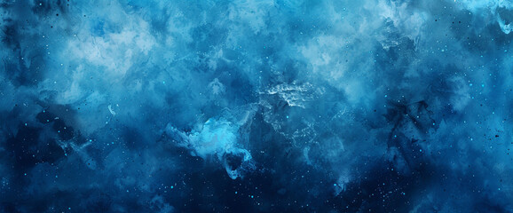 Fototapeta premium image. A mesmerizing abstract watercolor paint background in gradient deep blue color fills the canvas, its liquid fluid grunge texture adding depth and dimension. 