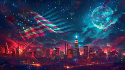 American Independence Day Illustration for Background, Generative AI