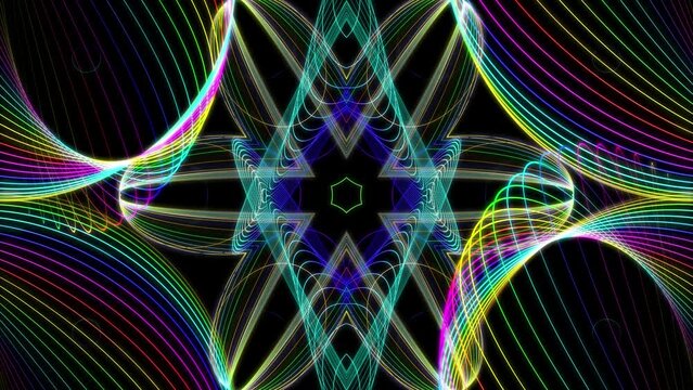 A motion graphic of spirograph pendulum on black background