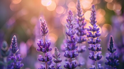 Close up image of lovely purple flowers with blurred background in a garden - Powered by Adobe