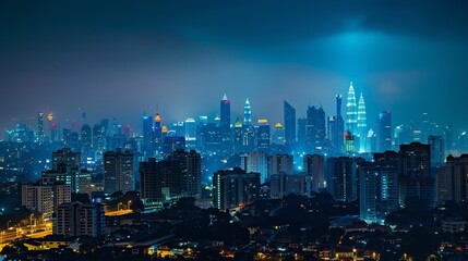 Naklejka premium The twin towers at night in malaysia