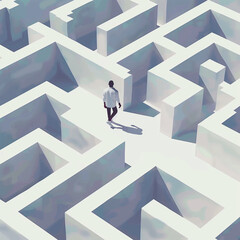Man Navigating Through a Complex Maze
