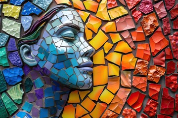 color mosaic calm. close up abstract model of calming female