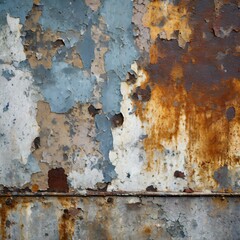 old rusty background,A grungy industrial backdrop featuring peeling paint and rusted metal surfaces, conveying a sense of vintage industrial aesthetic.