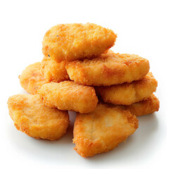 fried chicken nuggets isolated on white background