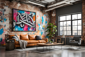 Metropolitan Vibes: Edgy Loft Living with Exposed Ductwork & Cityscape Frame