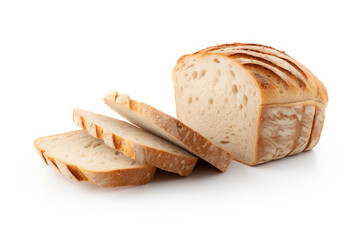 Loaf of Sliced White Bread on Isolated White Background, Fresh Bakery Concept