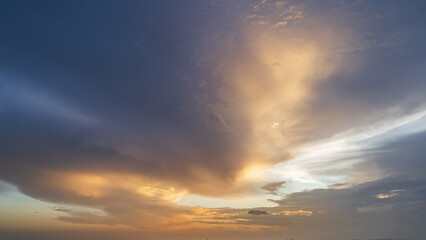 Fototapeta na wymiar Sunset sky, sunrise with yellow and blue sky, romantic natural landscape 