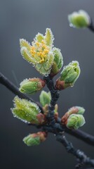 Frozen flowers and leaves