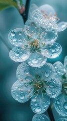 Frozen flowers and leaves
