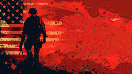 vector flag background with united states army soldiers 3 AI Generative