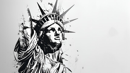 Independence Day, Black Statue of Liberty Illustration, Copy Space, Generative AI