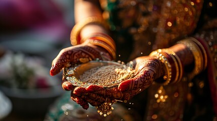 Macro Shots of Bride's Hands in Traditional Rituals