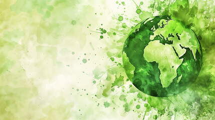Abstract green earth ball with splatter effect nature and environmental concepts