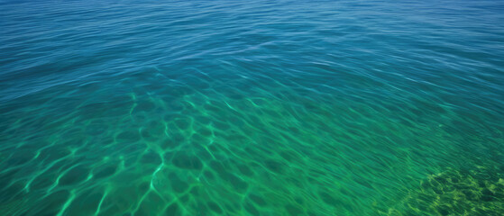 Fototapeta na wymiar Blue green surface of the ocean in Catalina Island California with gentle ripples on the surface and light refracting