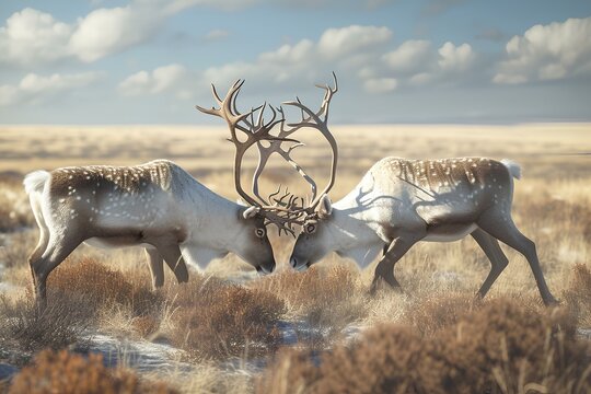 a fight between two reindeer kings photography