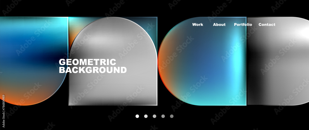 Poster a cosmic design featuring circles and squares on a black background, perfect for automotive lighting