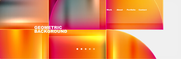 Colorfulness, Amber, Orange, Automotive lighting, Rectangle, Material property, Font, Tints and shades, Gas, Magenta on a vibrant background of squares and circles against a white backdrop
