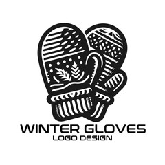 Winter Gloves Vector Logo Design