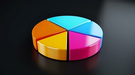Obraz premium Dynamic 3D Pie Chart in Multicolored Tones - High Quality Image