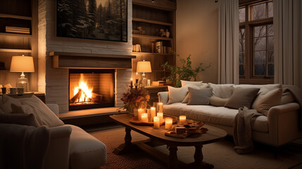 living room with fireplace