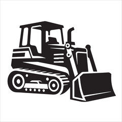 Naklejka premium Bulldozer vector illustration in black and white 