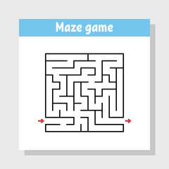 Abstract square maze. Game for kids. Puzzle for children. Labyrinth conundrum. Find the right path. Vector illustration.