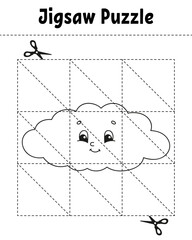 Jigsaw puzzle. Coloring page for kids. Vector illustration.