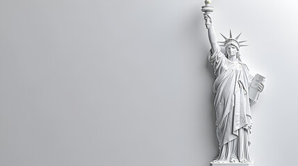 White Statue of Liberty on White Background, Generative Ai