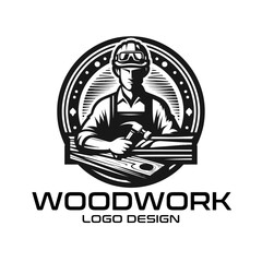 Naklejka premium Woodwork Vector Logo Design