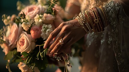 Bride's Hands: Delicate Floral Arrangement