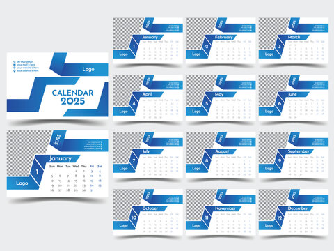 Desk calendar with a simple, minimalistic design for 2021. Design planner template for corporate businesses. Sunday is the start of the week. a 12-month period. All set to print.contemporary backgroun