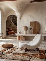 Modern Rustic Living Room Interior with Stylish Furnishings