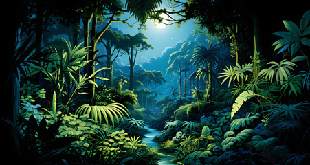 an image of a tropical jungle scene