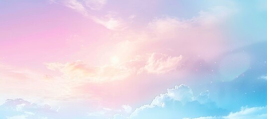 Pink and blue cumulus clouds fill the azure sky, with a violet sunset afterglow