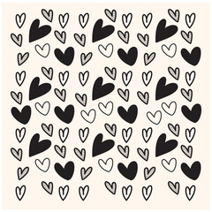 Doodle Hearts, hand drawn love hearts with illustration style doodle and line art