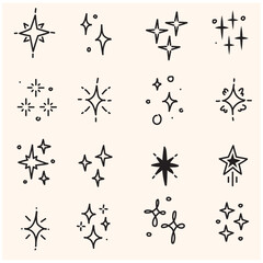 Line star glitter shine with illustration style doodle and line art