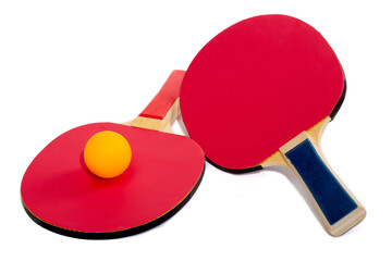 Two table tennis rackets on a white background