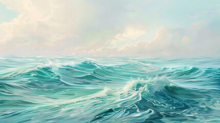 Soft pastel blue and green shades blend in gentle waves, creating a serene and peaceful backdrop that soothes the senses.