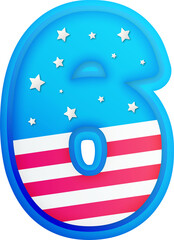 USA Text Effect Alphabet Lettering Number 6