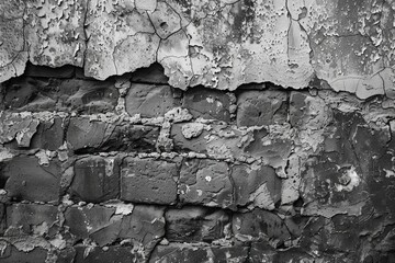 Wall displaying a brick texture with several visible holes. Raw and industrial aesthetic element
