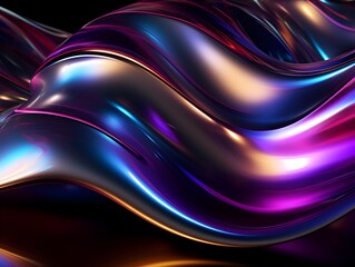 Fototapeta premium Captivating Futuristic Holographic Waves with Luminous Glass Forms and Shapeless Patterns