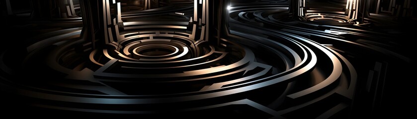 Obraz premium Captivating Intricate Digital Labyrinth:A Mesmerizing of Geometric Complexity and Interconnected Pathways